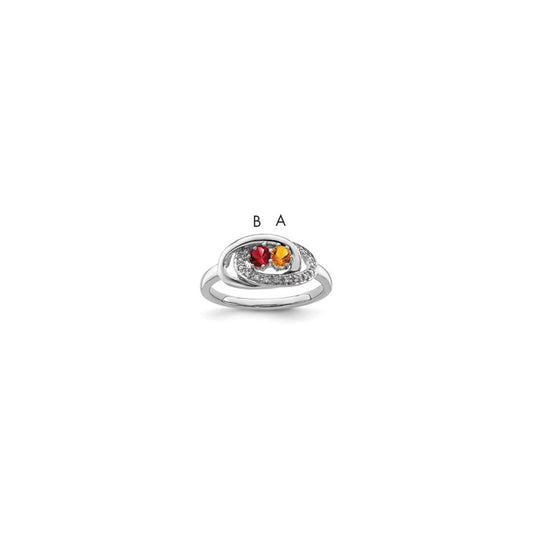 14K White Gold Family Jewelry Synthetic Stone & Diamond Set Ring