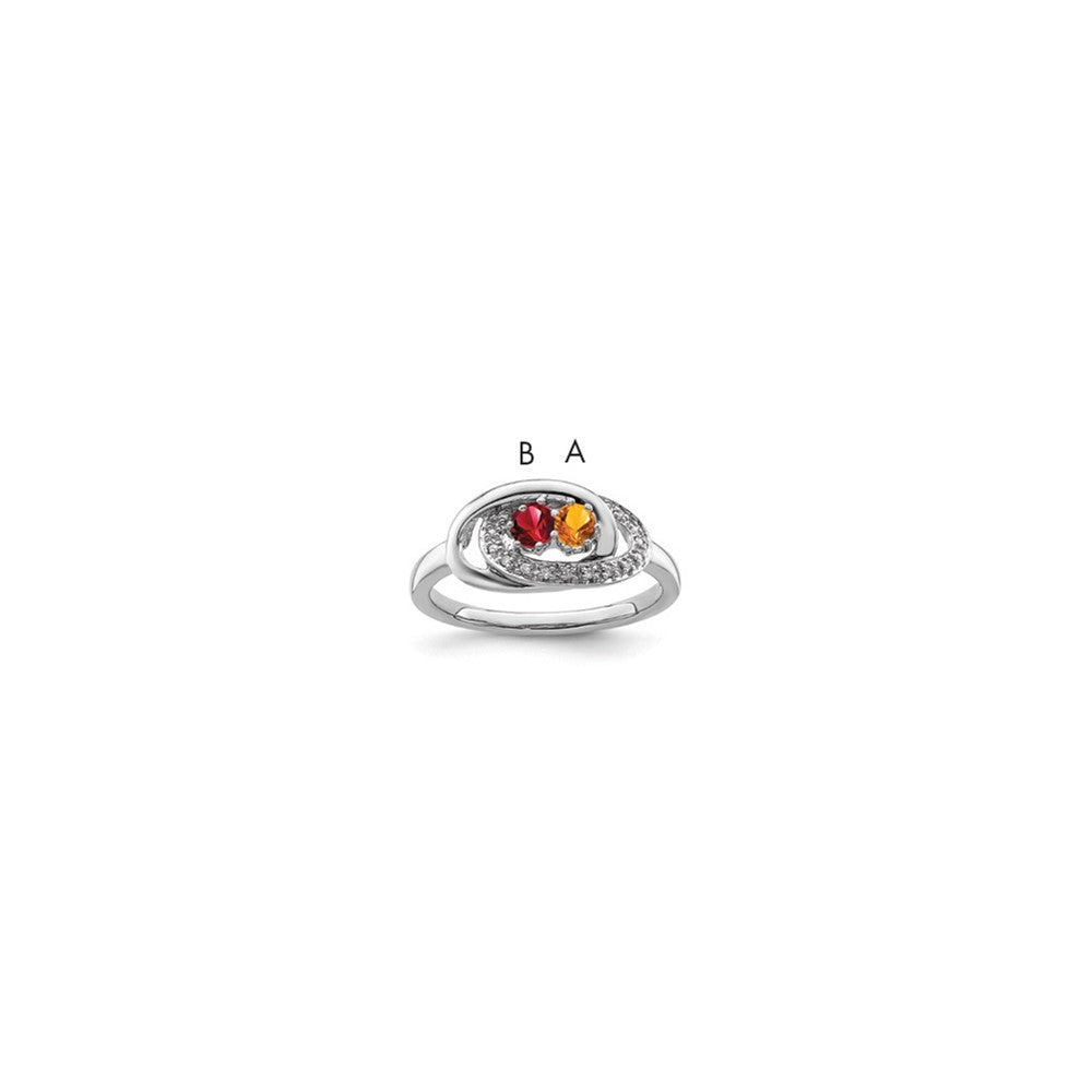 14K White Gold Family Jewelry Genuine Stone & Diamond Set Ring
