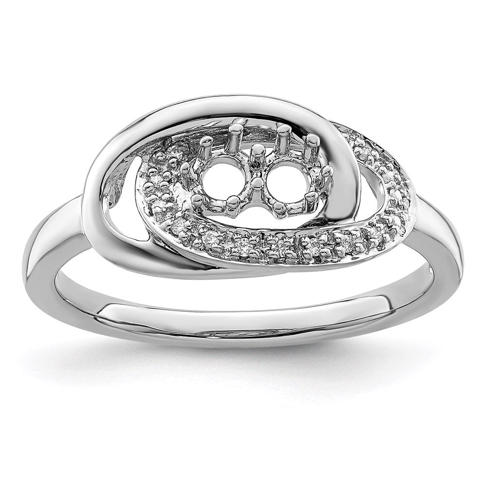 14K White Gold Family Jewelry Genuine Stone & Diamond Set Ring