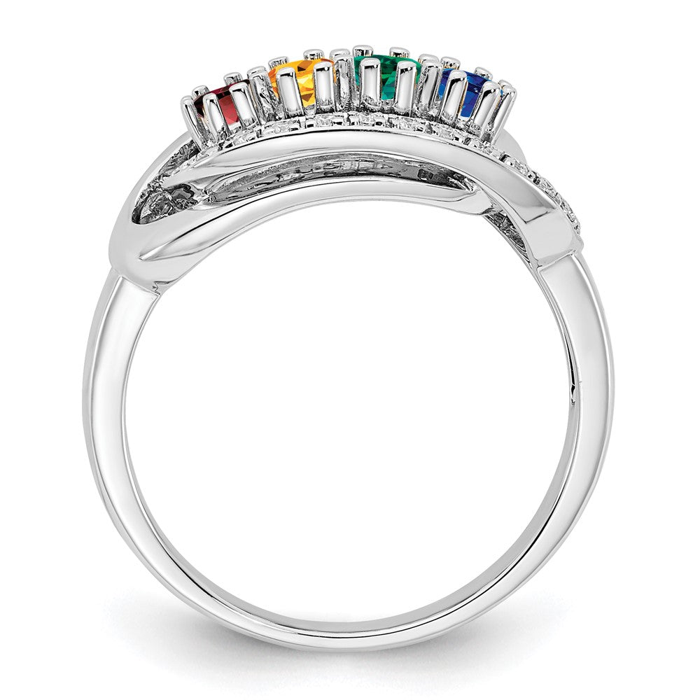 14K White Gold Family Jewelry GenuineStone & Diamond Set Ring
