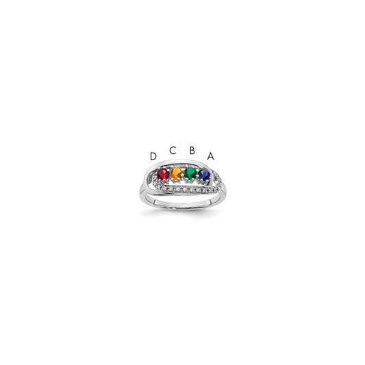 14K White Gold Family Jewelry Diamond Semi-Set Ring