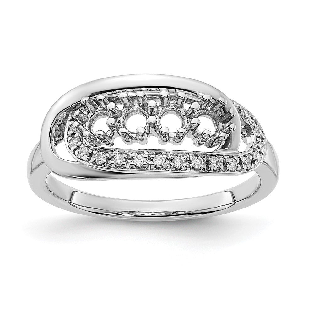 14K White Gold Family Jewelry GenuineStone & Diamond Set Ring