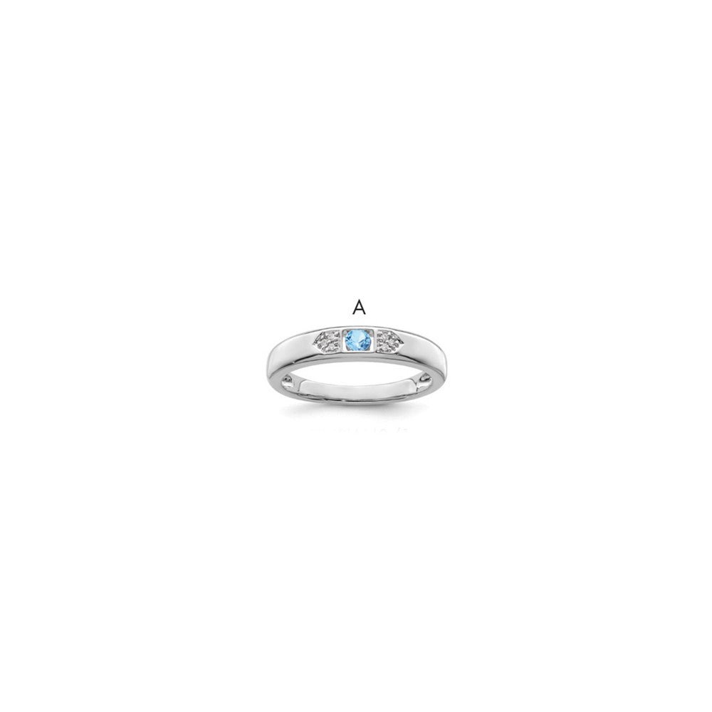 14K White Gold Family Jewelry Genuine Stone & Diamond Set Ring