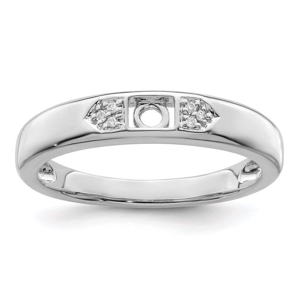 14K White Gold Family Jewelry Genuine Stone & Diamond Set Ring
