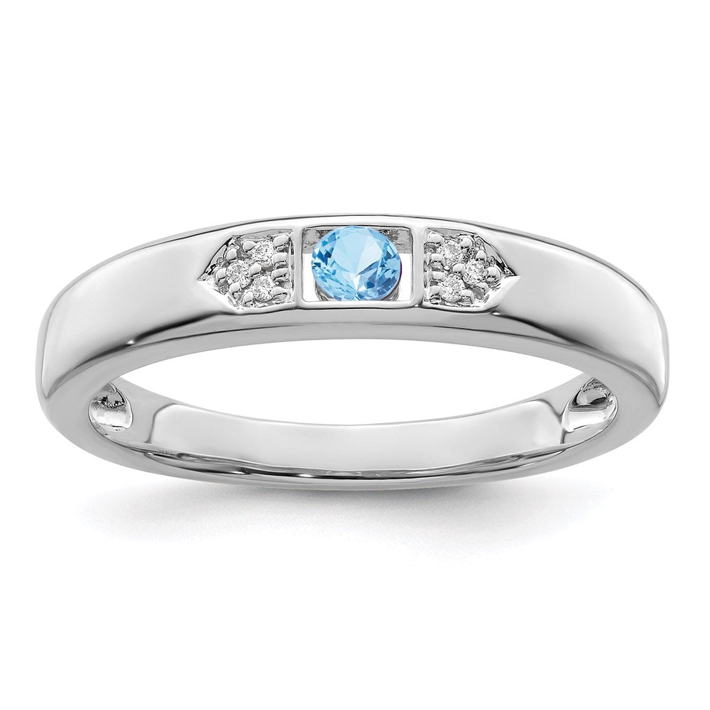 14K White Gold Family Jewelry Genuine Stone & Diamond Set Ring