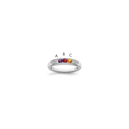 14K White Gold Family Jewelry Genuine Stone & Diamond Set Ring