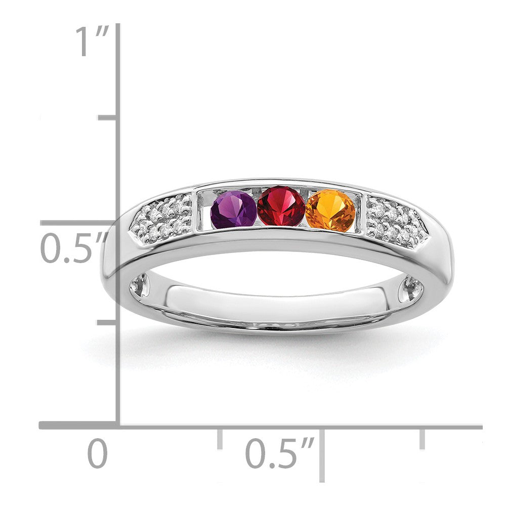 14K White Gold Family Jewelry Synthetic Stone & Diamond Set Ring