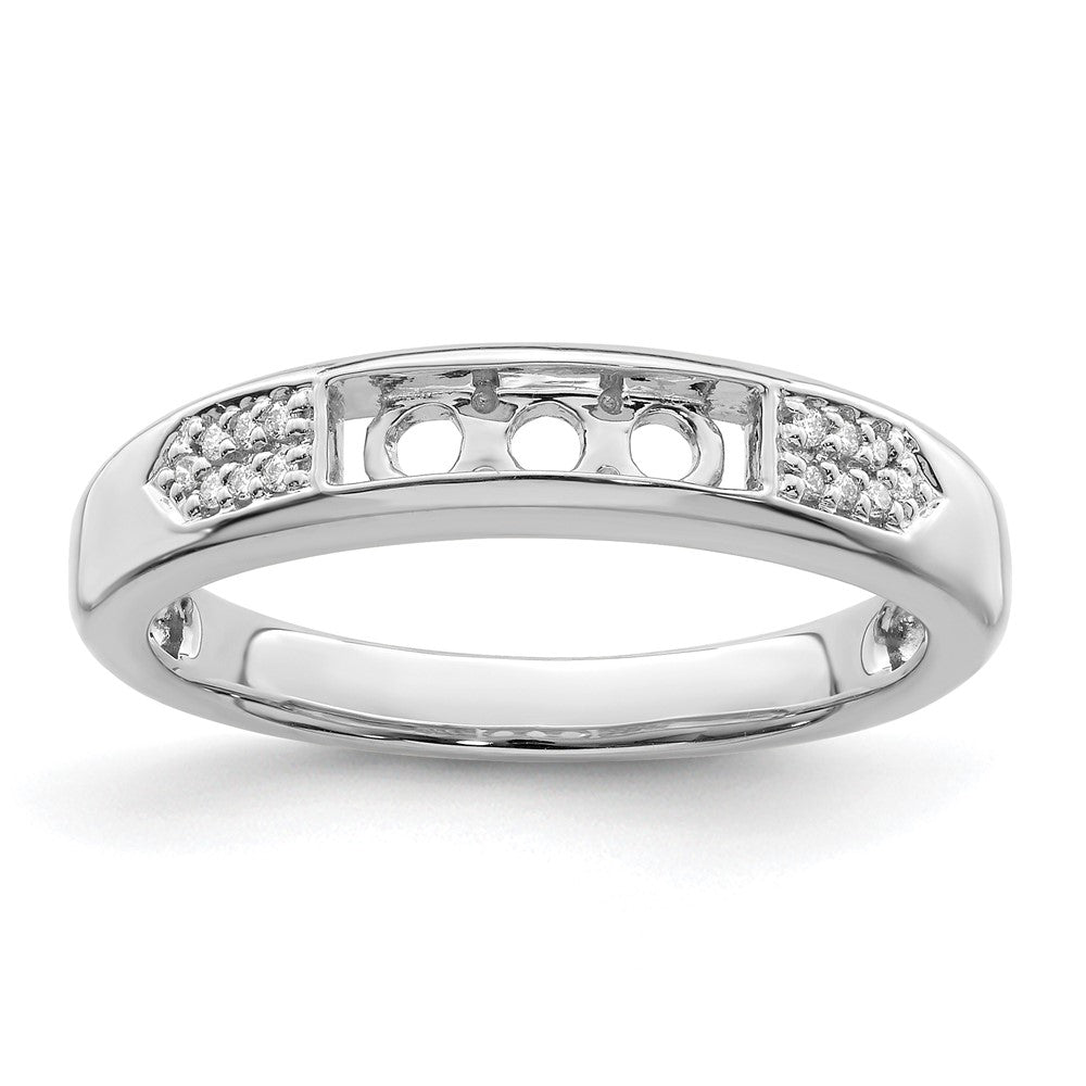 14K White Gold Family Jewelry Synthetic Stone & Diamond Set Ring