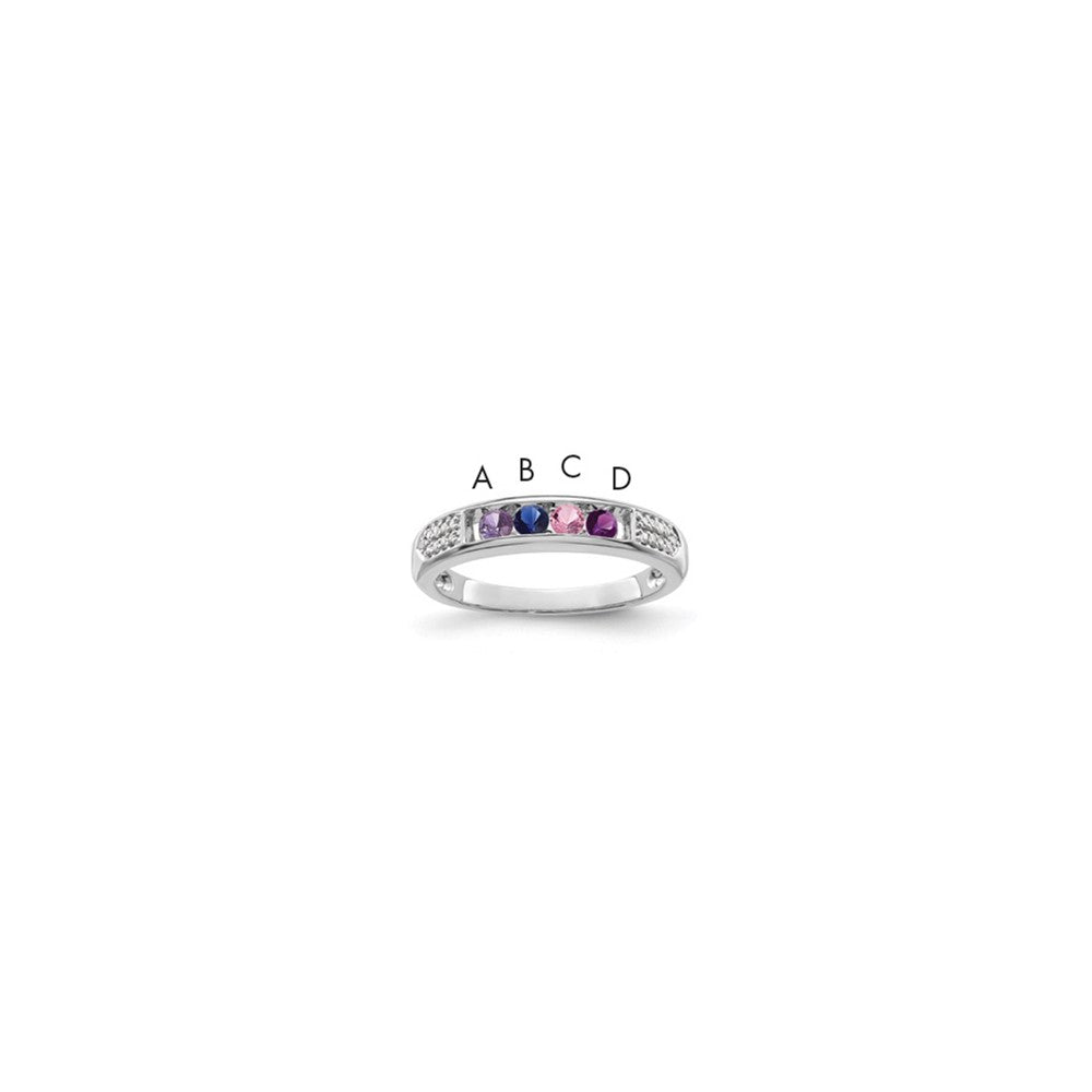 14K White Gold Family Jewelry Synthetic Stone & Diamond Set Ring