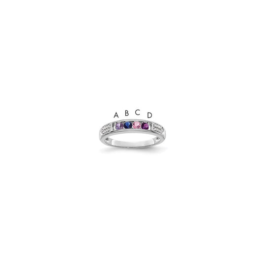 14K White Gold Family Jewelry Diamond Semi-Set Ring