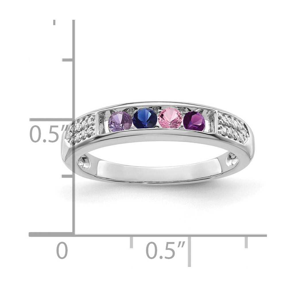 14K White Gold Family Jewelry Synthetic Stone & Diamond Set Ring