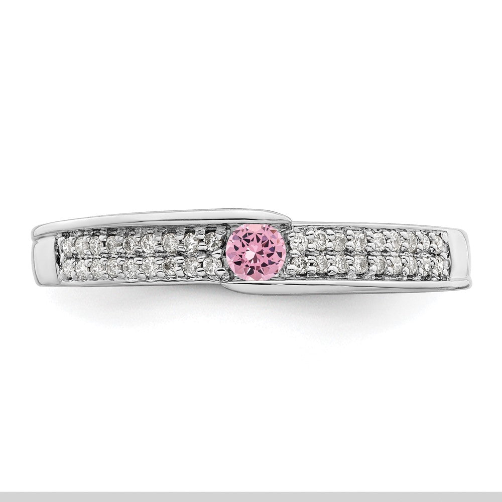 14K White Gold Family Jewelry Genuine Stone & Diamond Set Ring