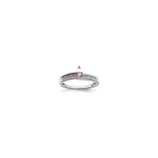 14K White Gold Family Jewelry Diamond Semi-Set Ring