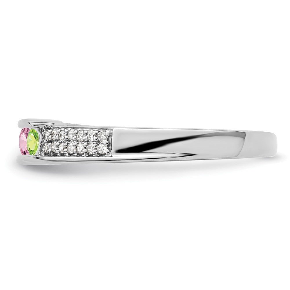 14K White Gold Family Jewelry Synthetic Stone & Diamond Set Ring