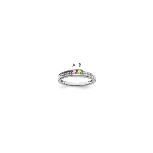 14K White Gold Family Jewelry Genuine Stone & Diamond Set Ring