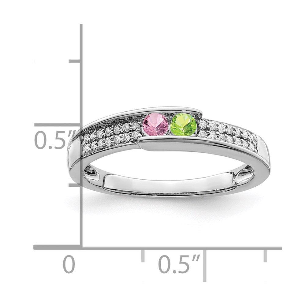 14K White Gold Family Jewelry Genuine Stone & Diamond Set Ring
