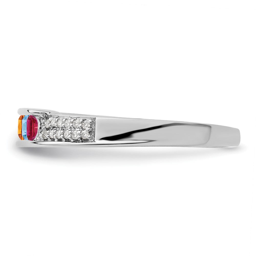 14K White Gold Family Jewelry Genuine Stone & Diamond Set Ring