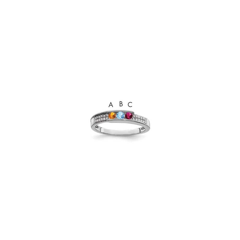 14K White Gold Family Jewelry Genuine Stone & Diamond Set Ring
