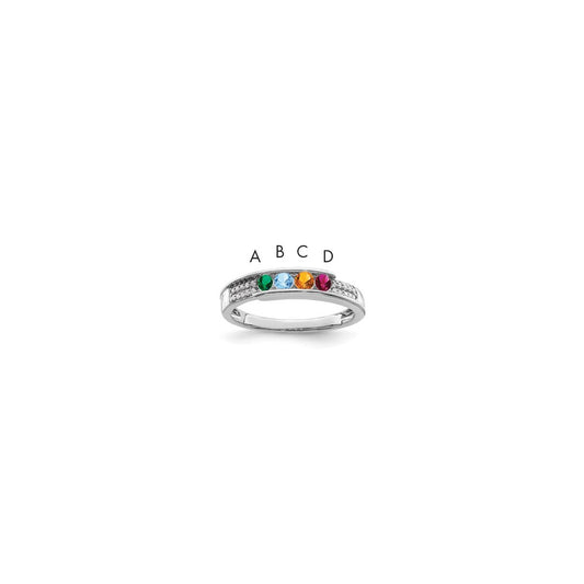 14K White Gold Family Jewelry Diamond Semi-Set Ring