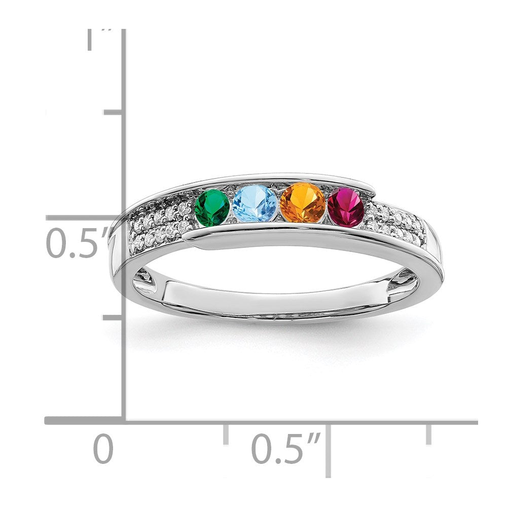 14K White Gold Family Jewelry Diamond Semi-Set Ring