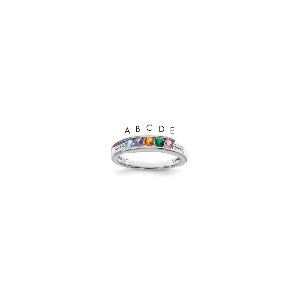 14K White Gold Family Jewelry Genuine Stone & Diamond Set Ring