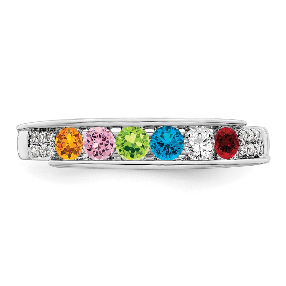 14K White Gold Family Jewelry Genuine Stone & Diamond Set Ring