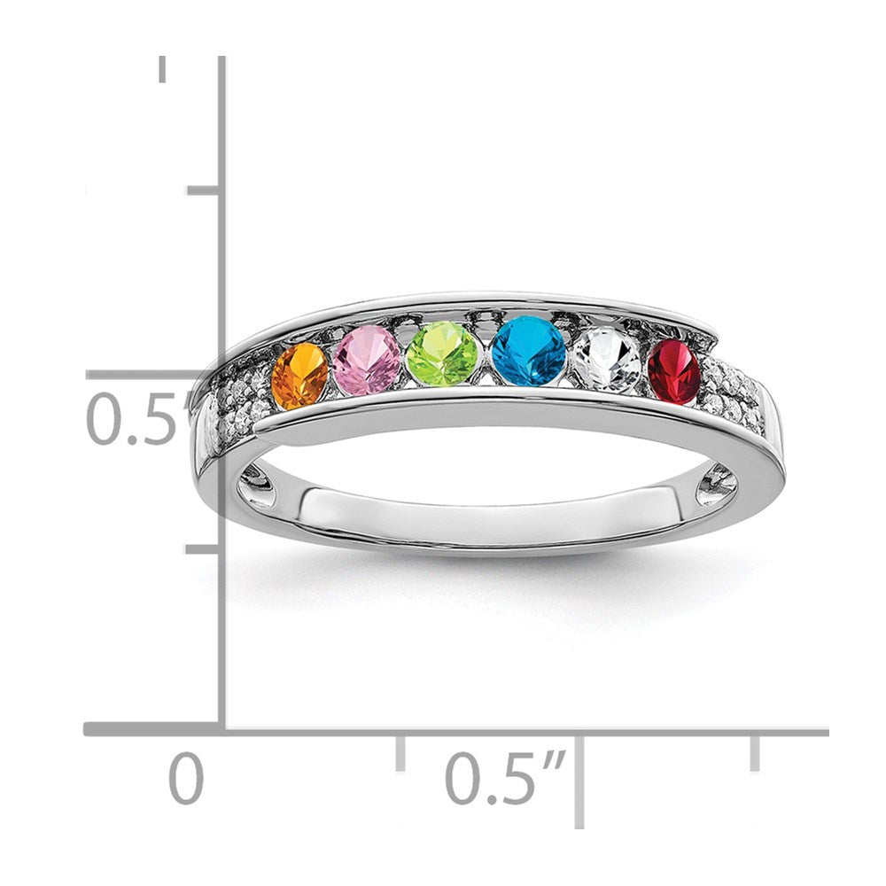 14K White Gold Family Jewelry Genuine Stone & Diamond Set Ring