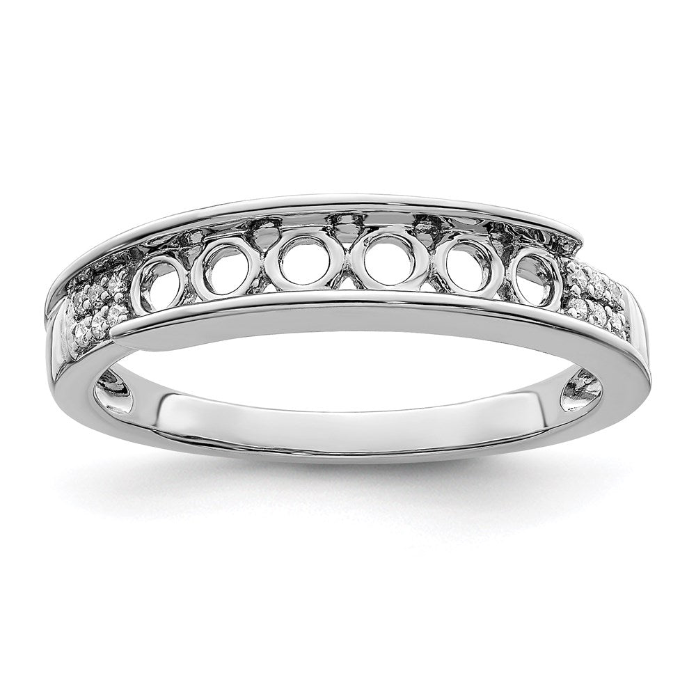 14K White Gold Family Jewelry Genuine Stone & Diamond Set Ring