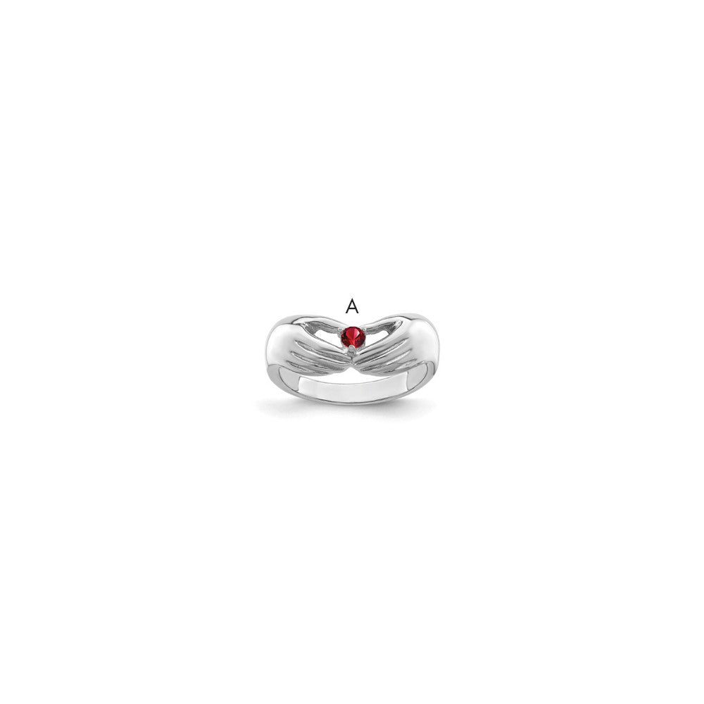 14k White Gold 1 Synthetic Stone Family Ring