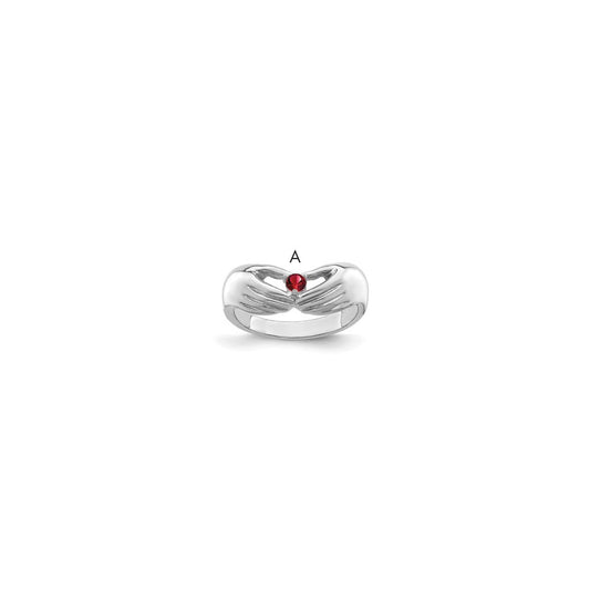 14k White Gold 1 Genuine Stone Family Ring