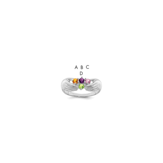 14k White Gold 4 Synthetic Stone Family Ring