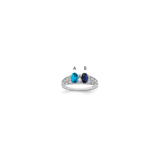 14k White Gold 2 Synthetic Stone Family Ring