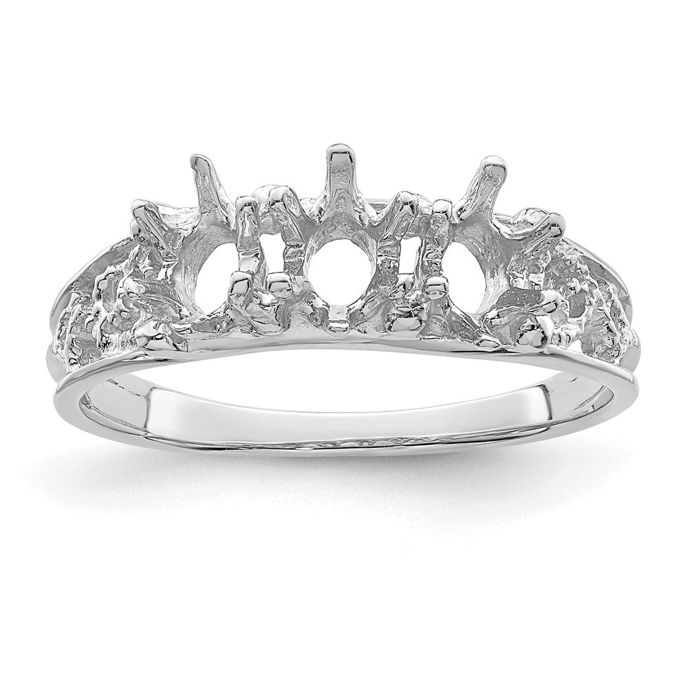 14k White Gold 3 Genuine Stone Family Ring