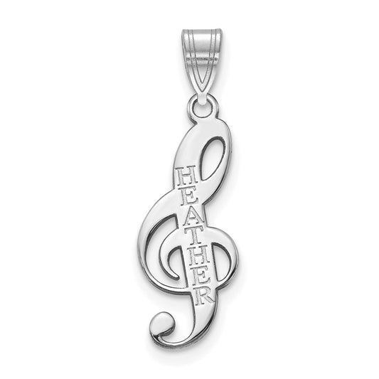10k White Gold Personalized Music Note Pendant