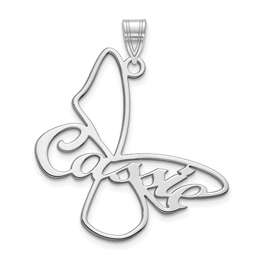 10k White Gold Large Butterfly with Name Pendant