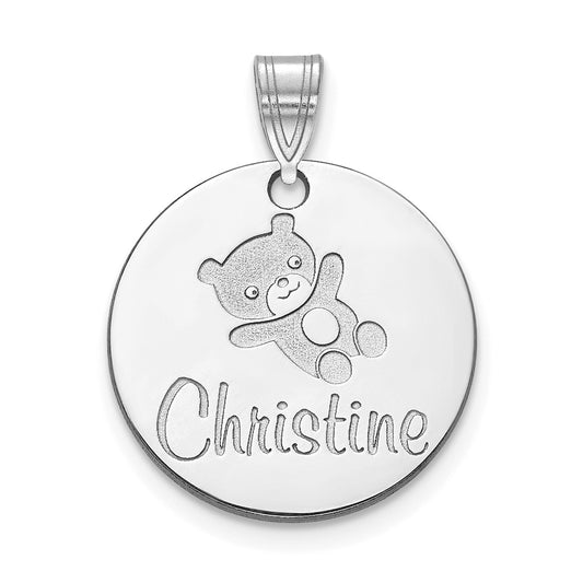 10k White Gold Small Customized Round Pendant