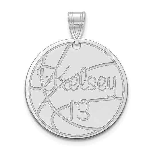 10k White Gold Medium Customized Round Pendant
