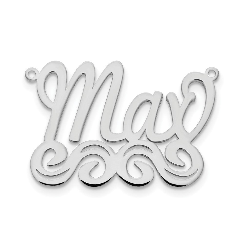 Sterling Silver/Rhodium-plated Medium Polished Name Plate