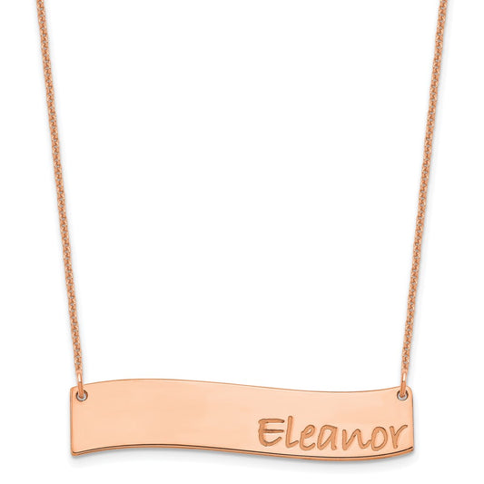 14k Rose Gold Medium BRADLEY HAND Curved Bar Necklace