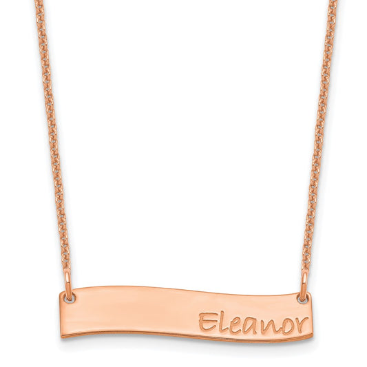 14k Rose Gold Small BRADLEY HAND Curved Bar Necklace