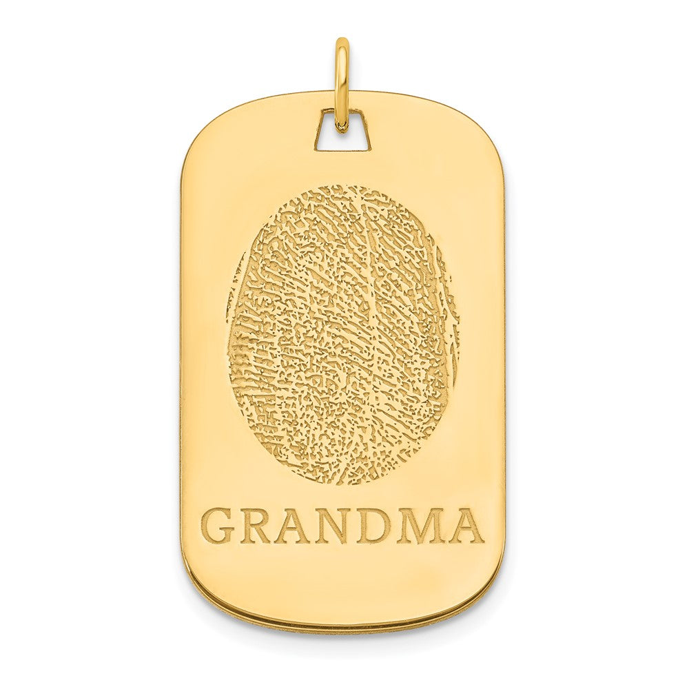 14k Yellow Gold  Fingerprint Dog Tag