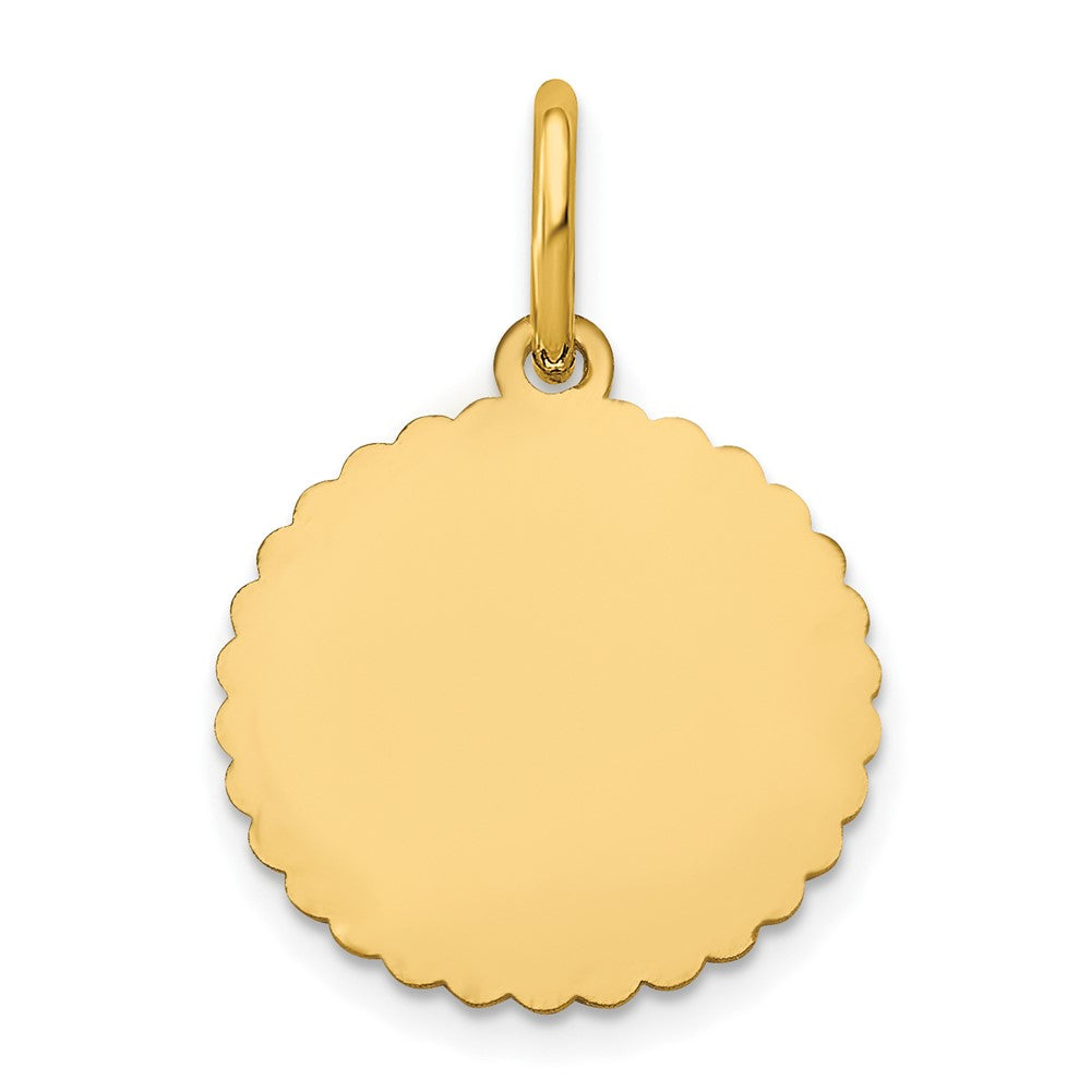14k Yellow Gold Scalloped  Disc with Name Charm