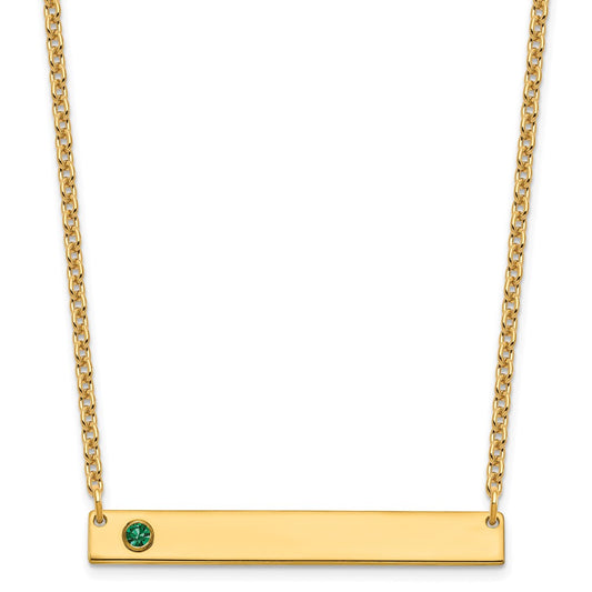 10KY 1 Birthstone w/ 14k Bezel Large Bar Necklace