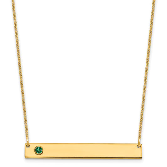 14KY 1 Birthstone w/ 14k Bezel Large Bar Necklace