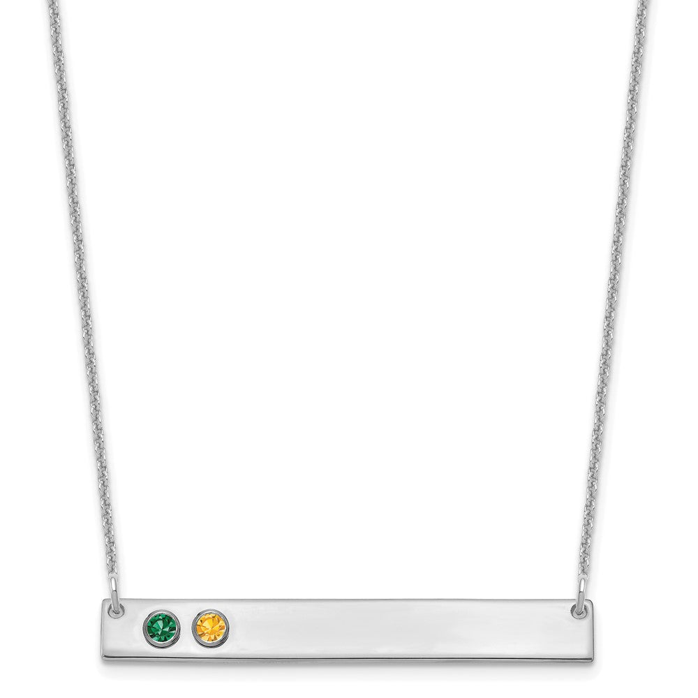 10KW 2 Birthstone w/ 14k Bezel Large Bar Necklace