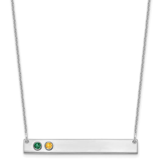 10KW 2 Birthstone w/ 14k Bezel Large Bar Necklace