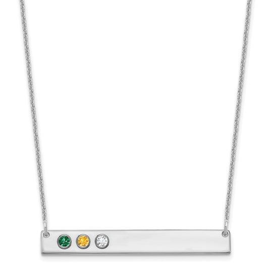 10KW 3 Birthstone w/ 14k Bezel Large Bar Necklace