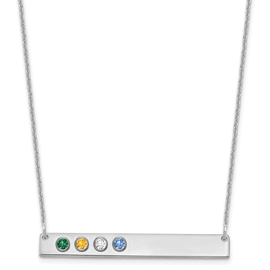 10KW 4 Birthstone w/ 14k Bezel Large Bar Necklace
