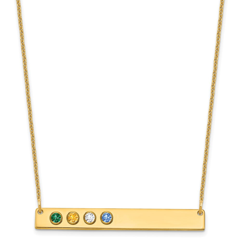 14KY 4 Birthstone w/ 14k Bezel Large Bar Necklace