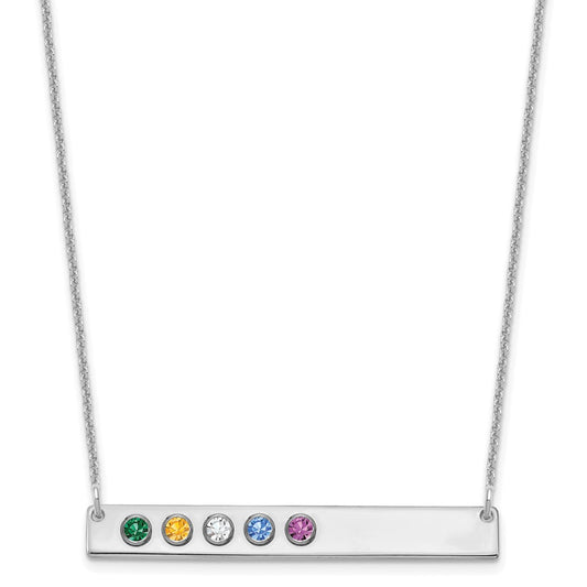 10KW 5 Birthstone w/ 14k Bezel Large Bar Necklace